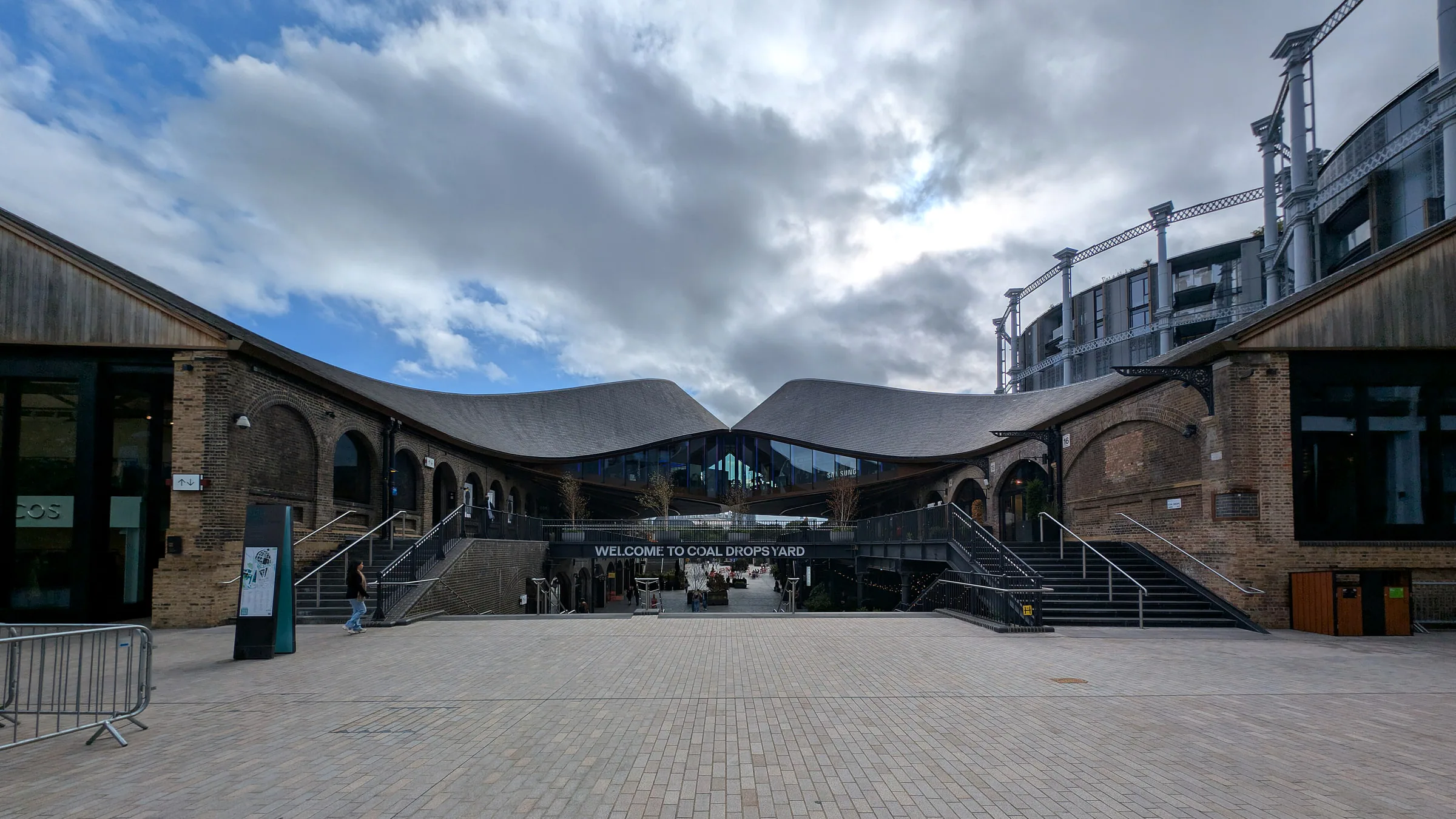 The curved roofs of Coal Drops Yard at King's Cross seen from the north